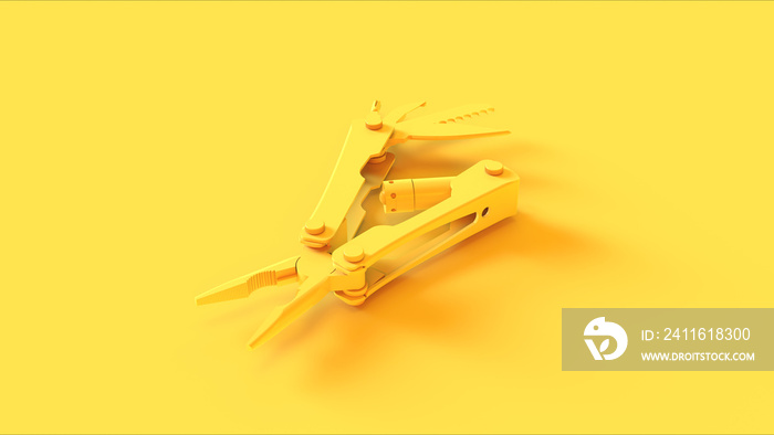 Yellow Multi tool 3d illustration 3d render
