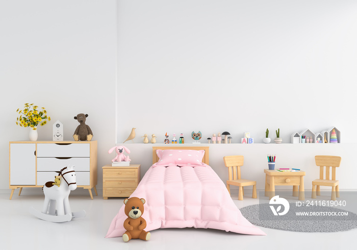 White child room interior for mockup, 3D rendering