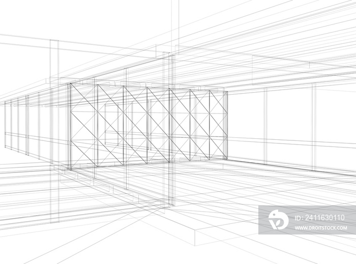 Wireframe techno city; original 3d rendering and models