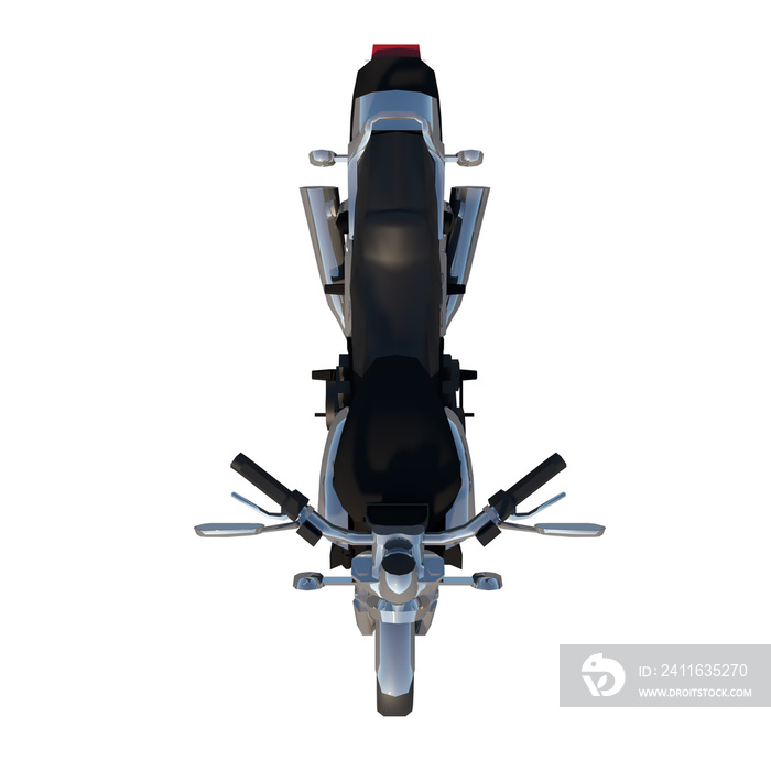 City urban motorcycle 2- Top view white background 3D Rendering Ilustracion 3D