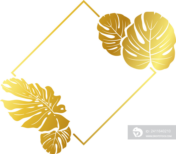 Golden Vintage Frames with Tropical Leaves