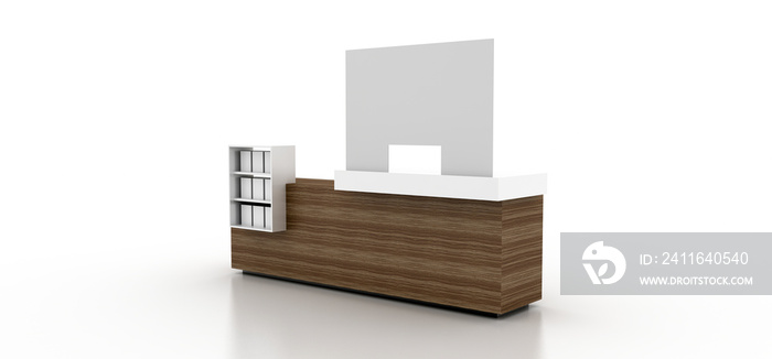 Counter desk original project on white, 3d rendering