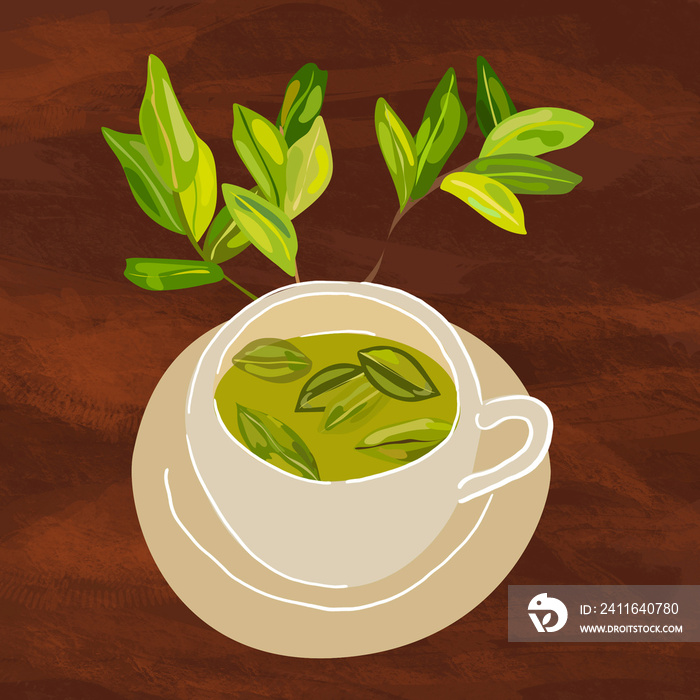 coca leaves tea peru illustration