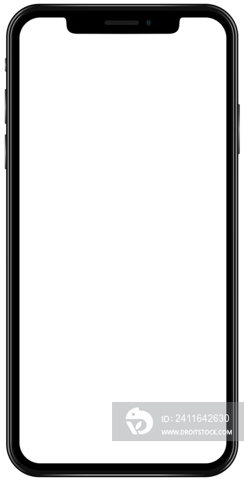 照片逼真的手机图形，白色空白显示屏