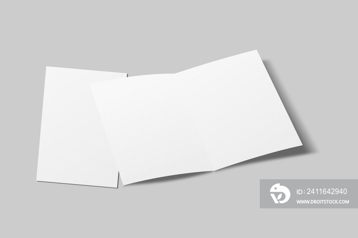 用于实体模型的真实空白A4双折叠手册。纸质插图。3D渲染。