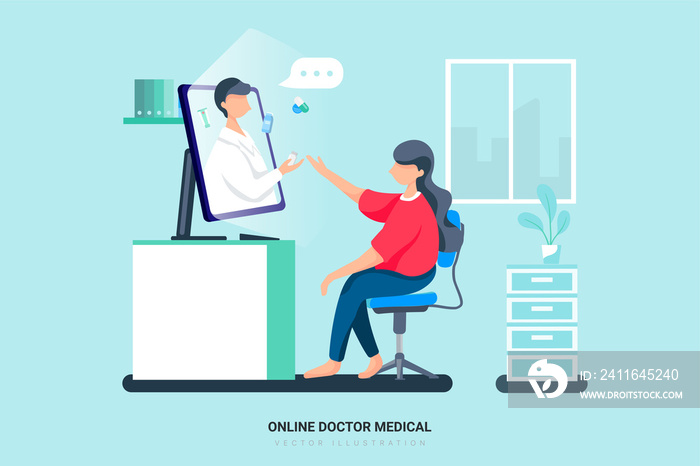 Online Doctor Medical - Medical Illustration Concept