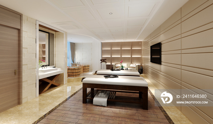 3d render spa massage room