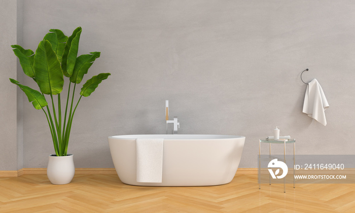 Bathroom interior bathtub, 3D rendering