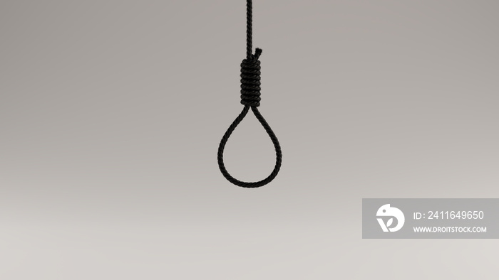 Black Hangman Noose Rope前视3d插图3d渲染图