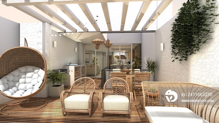 TERRAZA CON COCINA DE VERANO Y ESTILO MEDITERRANEO