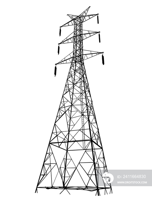 voltage pole on white background isolated