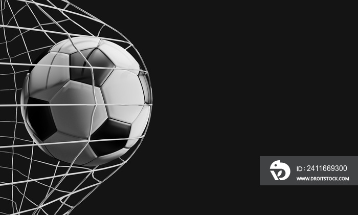 soccer ball in net. soccer goal 3d-illustration