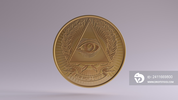 Gold Illuminati Coin 3d illustration