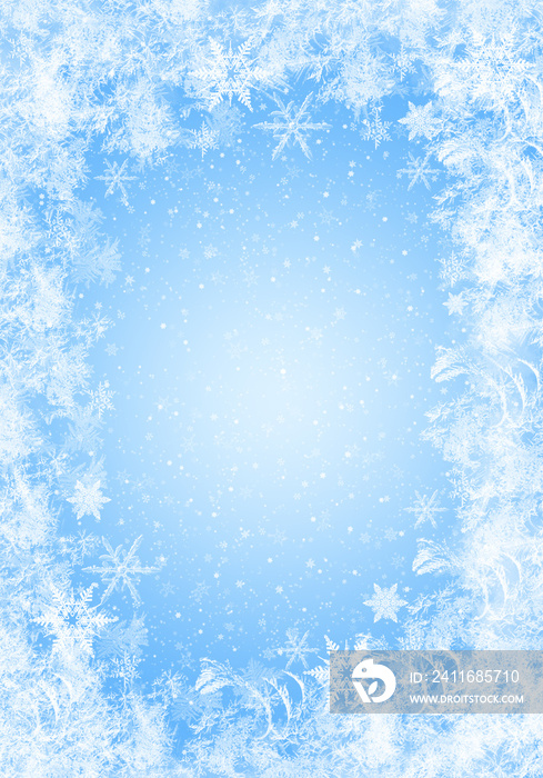 蓝色冬季背景，雪花为你自己的创作