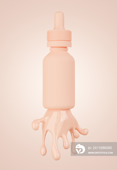 3d render of cosmetics with foundation splash for product display,mockup branding