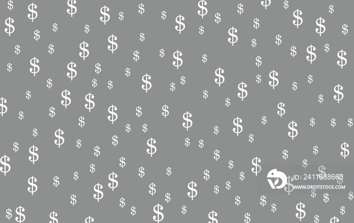 US dollar pattern motif on grey background