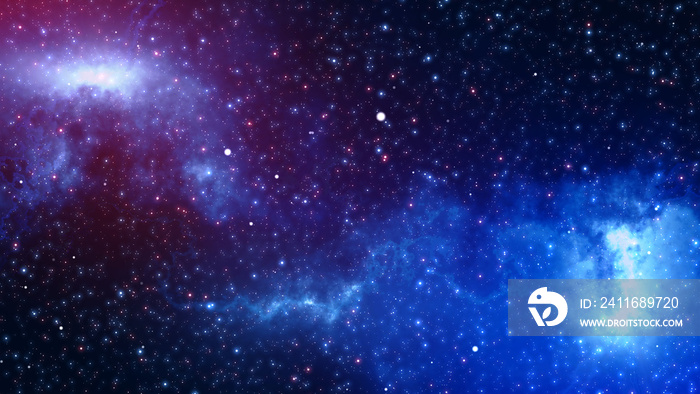 太空中奇异的红蓝光抽象星空和星云星系