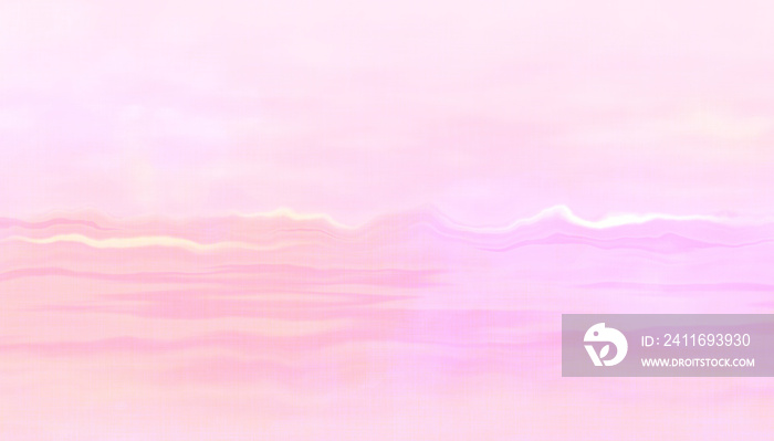美丽的粉红色云朵和海洋夏季全景设计背景，和平魅力童话背景