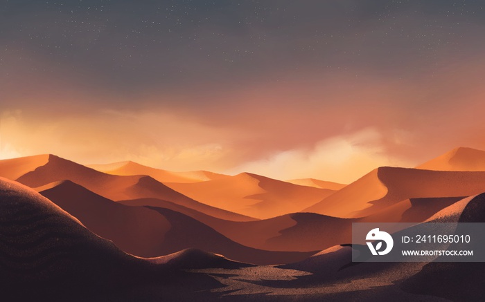 日落时分的沙漠景观