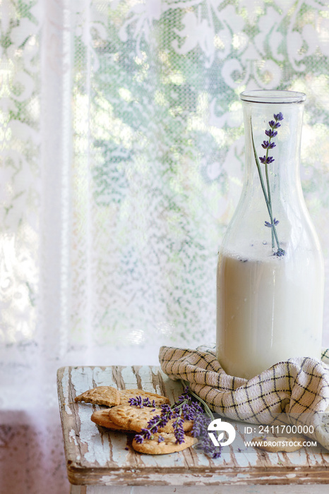 Lavender cookies with milk