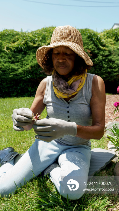 Senior woman gardening