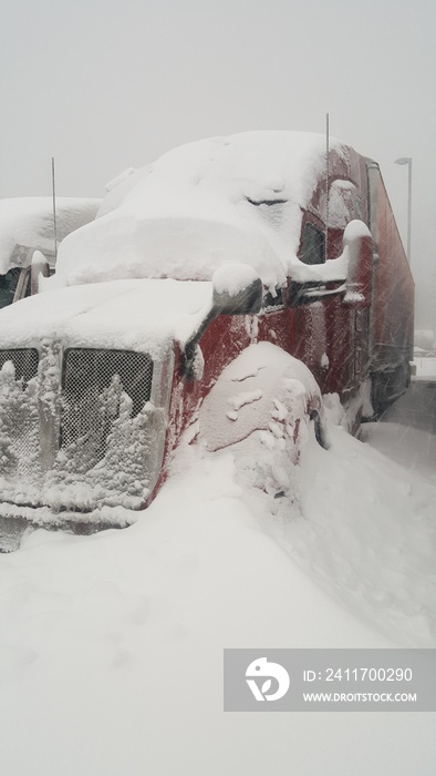 Semi Truck under snow