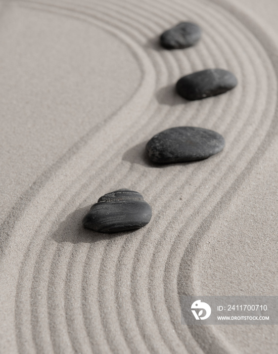 Zen garden japanese garden zen stone with zen pattern in sand as background