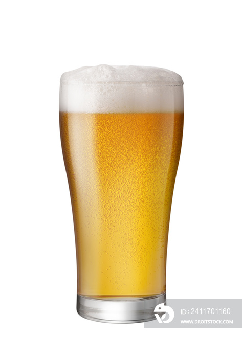 Glass of Light Beer isolate white background with copy space