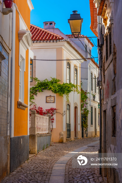 View of a narrow street of Cascais in Portugal