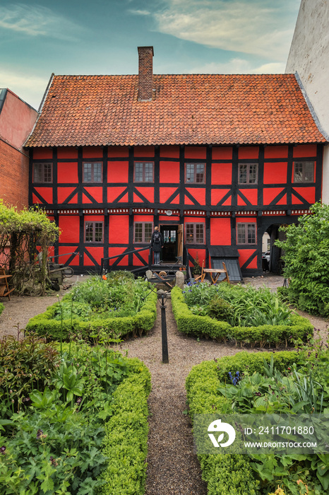 Old half timbered warehouse and museum in Kerteminde on Funen in Denmark