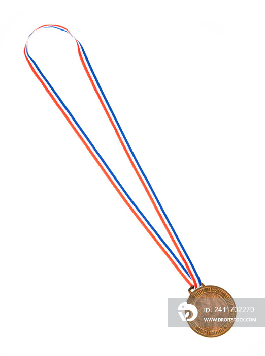 Golden medal is medal awarded isolated on white background.