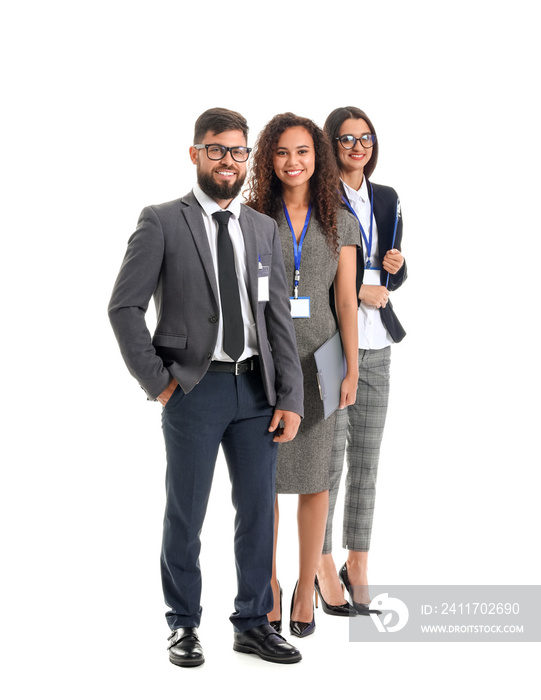 Team of young business people on white background