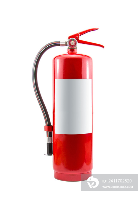 Tank fire red extinguishers isolated on white background.