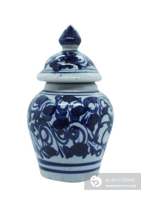 blue ceramic vase isolated