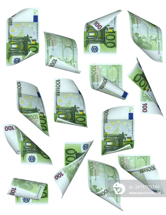 Euro banknotes. Money fall. Business and finance concept. Isolated png transparent
