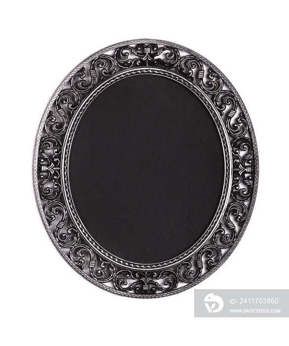 Elegant, victorian, old, black frame, baroque on white isolated background