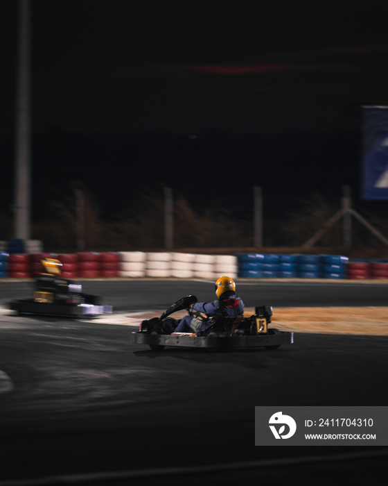 Outdoor go-kart at night