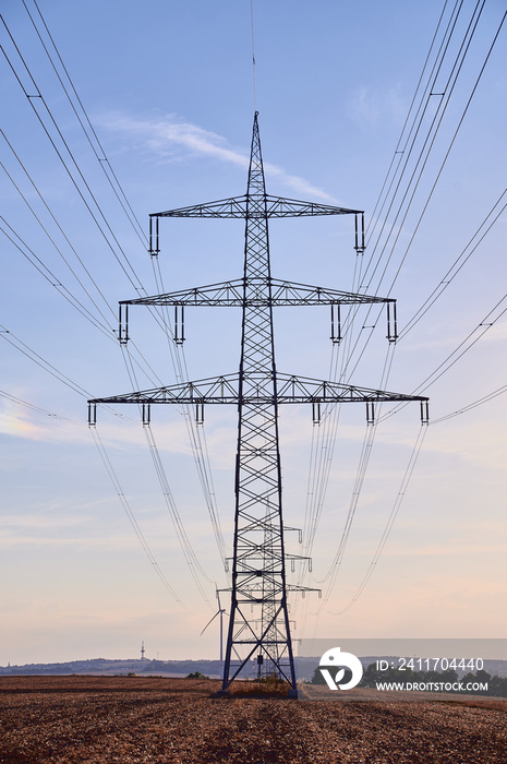 power pole in front of the blue sky in Germany