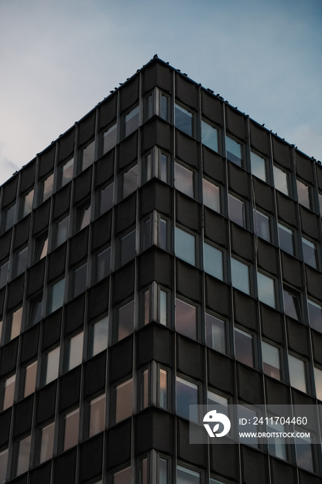 Abstract view of a building, architecture in Vilnius, futuristic concepts