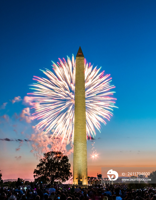 4th of July fireworks celebration in Washington Monument in Washington DC.