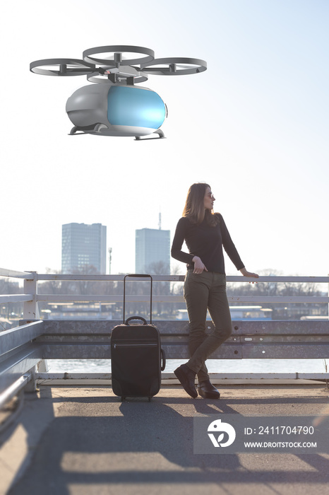 woman waiting for passenger drone transport