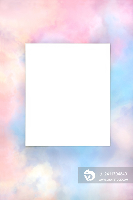 Rainbow sky cloud heavenly LGBT colorful pastel background border design with blank white copy space area. Abstract nature gay pride concept.