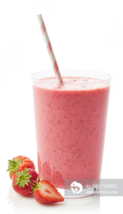 Glass of strawberry milkshake