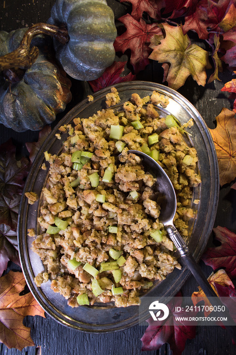 Thanksgiving stuffing in fall setting