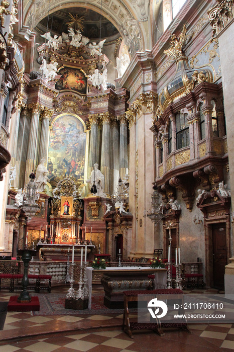 choir of a baroque church (peterskirche) in vienna (austria)