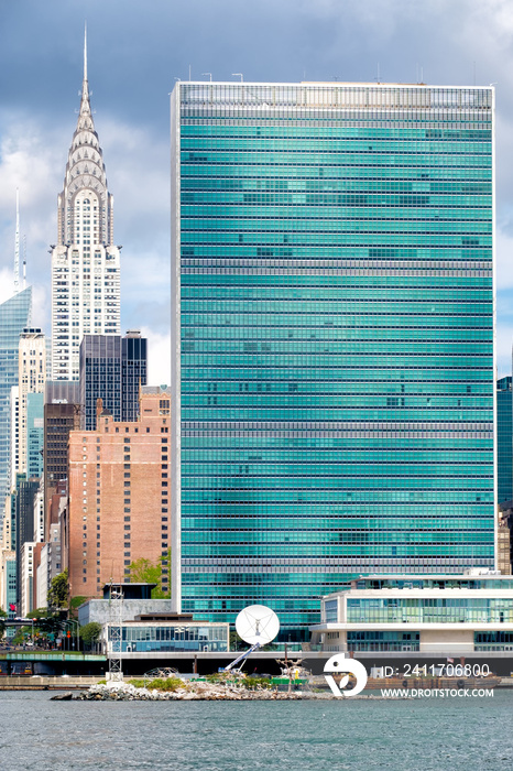 The United Nations  building in midtown Manhattan, New York City