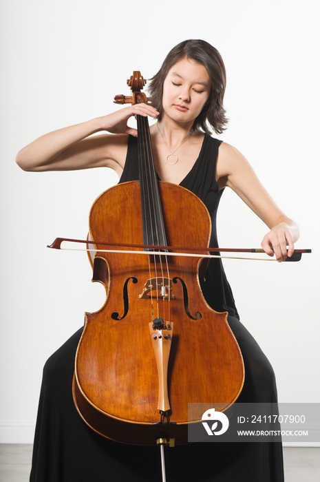 Woman Playing Cello Classical Music Instrument