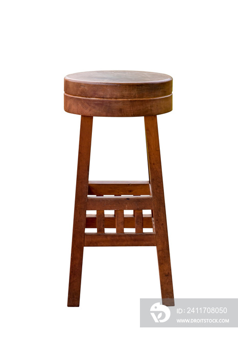 Wooden  bar chair isolated.