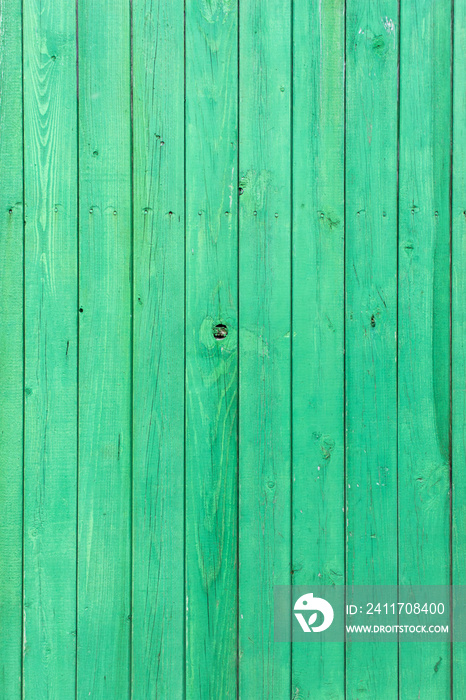 Green wood background, old wooden wall, painted texture wood