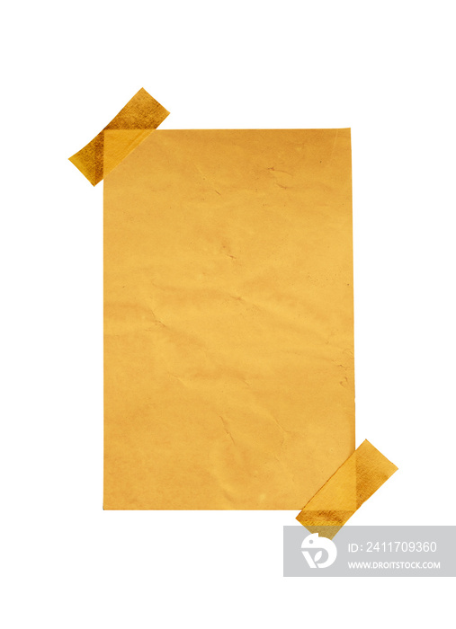 Old parchment paper with tape isolated